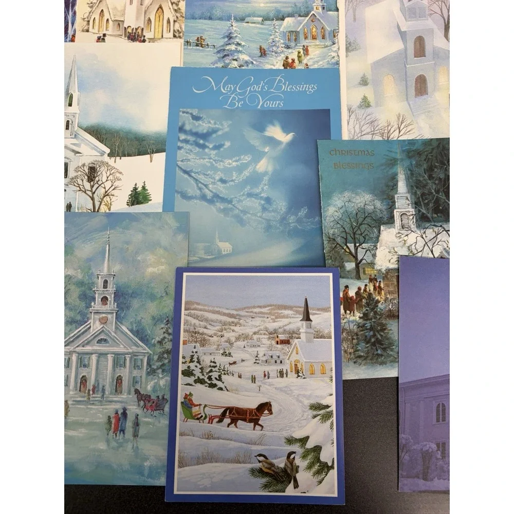 Vintage Christmas Cards Fronts ONLY Churches Cathedrals Scrapbooking Crafts 50+